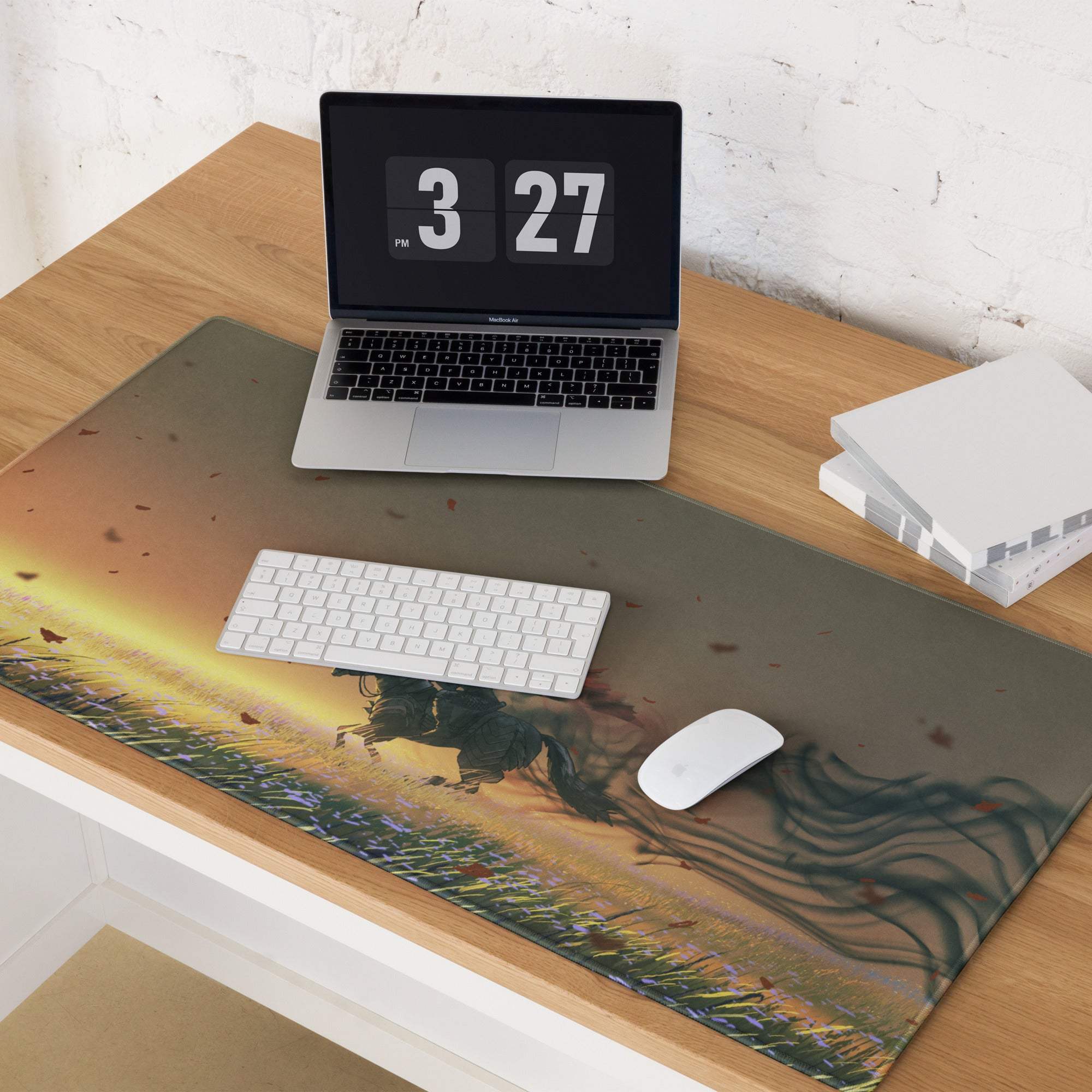 Epic Sunset Warrior Gaming Mouse Pad - Gaming Mouse Pad Orange Sunset Hues Gaming Desk Setup Cinematic Art Epic Mood