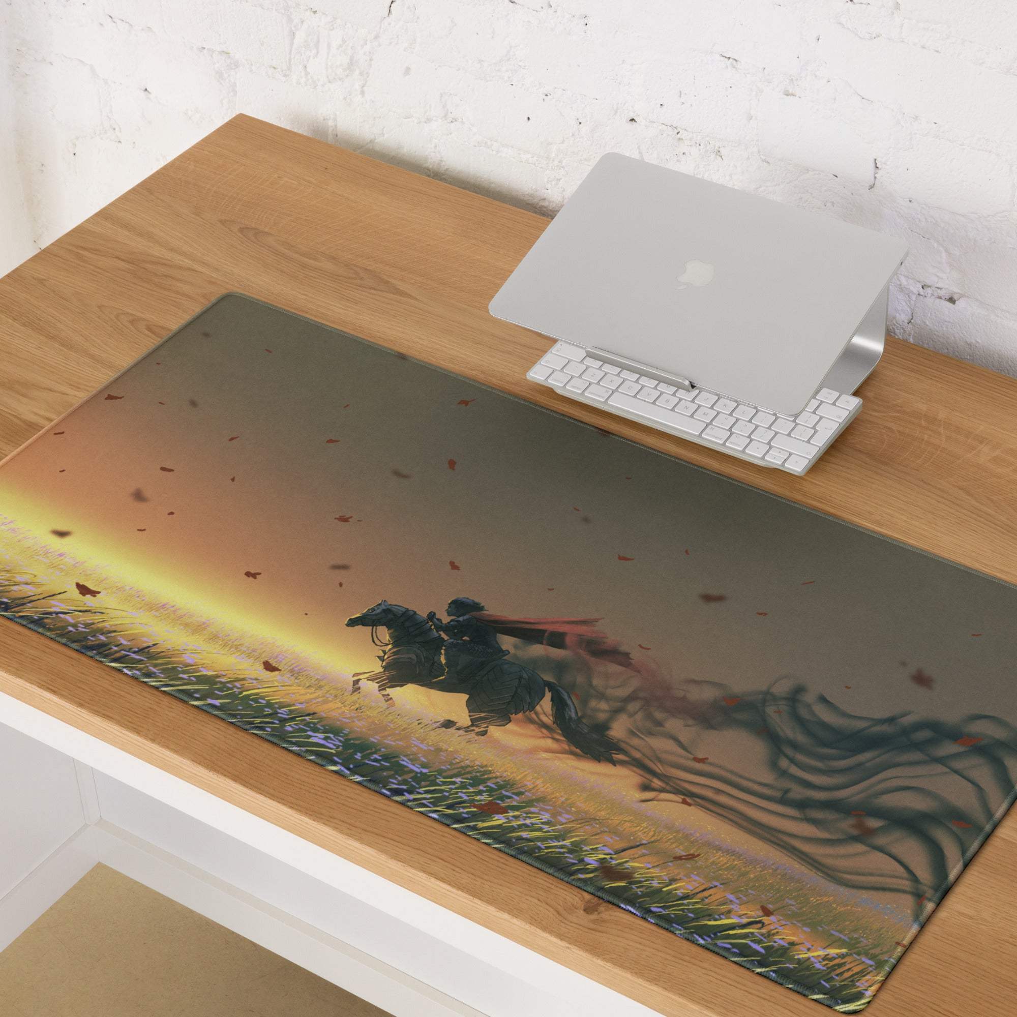 Epic Sunset Warrior Gaming Mouse Pad - Gaming Mouse Pad Orange Sunset Hues Gaming Desk Setup Cinematic Art Epic Mood