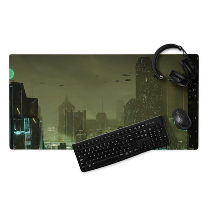 Midnight Cityscape Gaming Mouse Pad - Gaming Mouse Pad Cityscape Black Teal Desk Setup Cyberpunk Moody Neon Night Vibe
