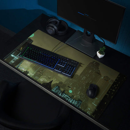 Midnight Cityscape Gaming Mouse Pad - Gaming Mouse Pad Cityscape Black Teal Desk Setup Cyberpunk Moody Neon Night Vibe