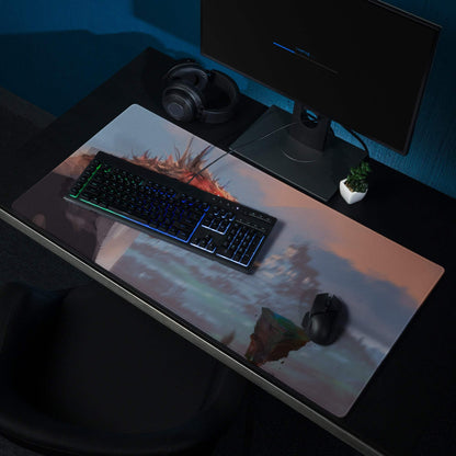 Dragon Sky Gaming Mouse Pad - Dragon Mouse Pad Blue Purple Sunset Gaming Desk Fantasy Epic Mood Cinematic Digital Art