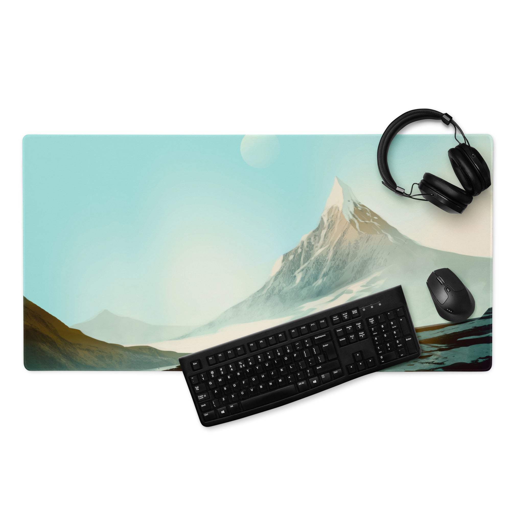 Alpine Mountain Landscape Mouse Pad - Mountain Landscape Teal Desk Mat Gaming Modern Calm Mood Minimalist Decor