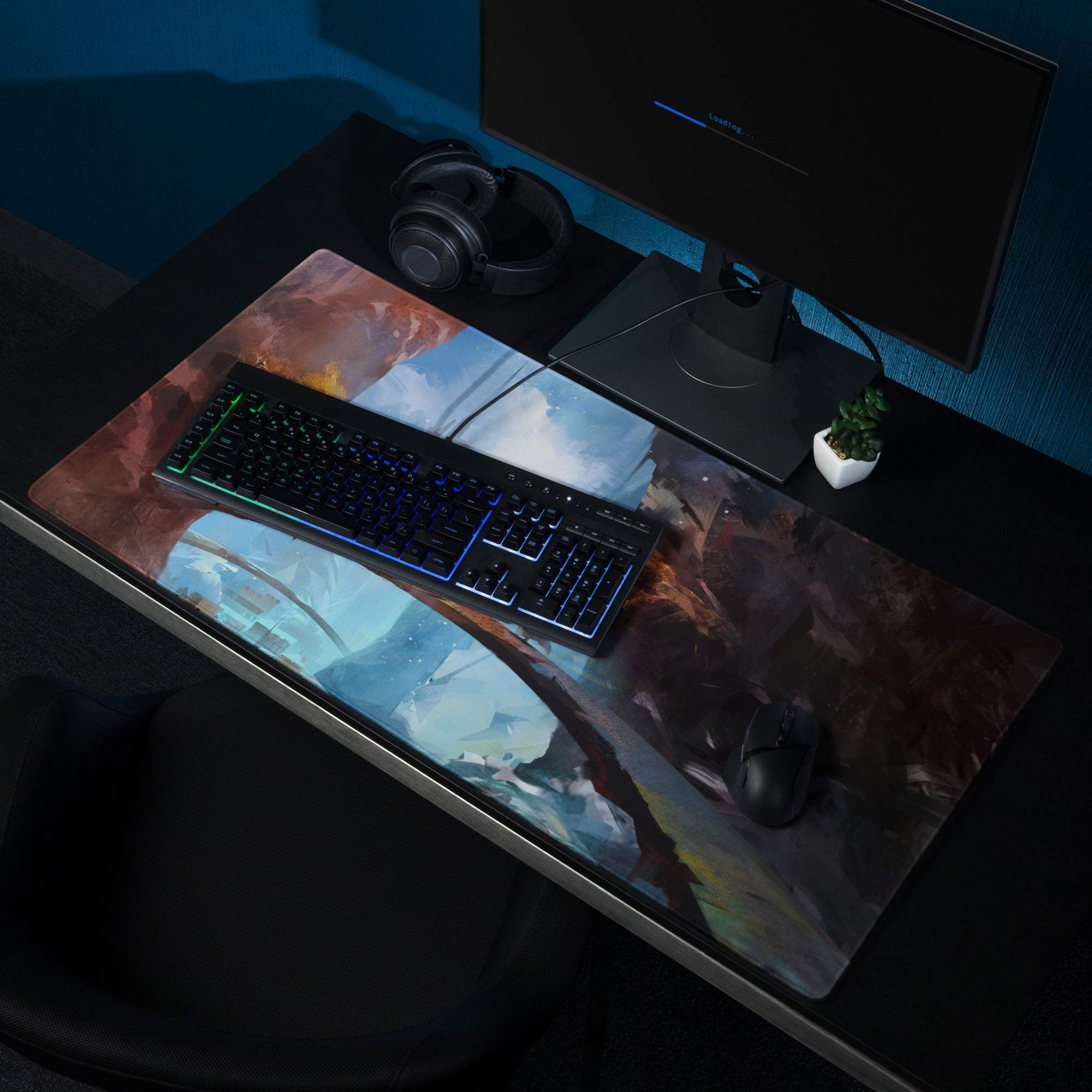 Celestial Nexus Gaming Mouse Pad - Gaming Mouse Pad Blue Brown Desktop Fantasy Epic Mood Decor Non Slip
