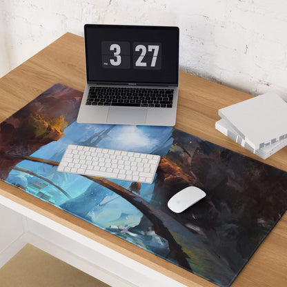 Celestial Nexus Gaming Mouse Pad - Gaming Mouse Pad Blue Brown Desktop Fantasy Epic Mood Decor Non Slip