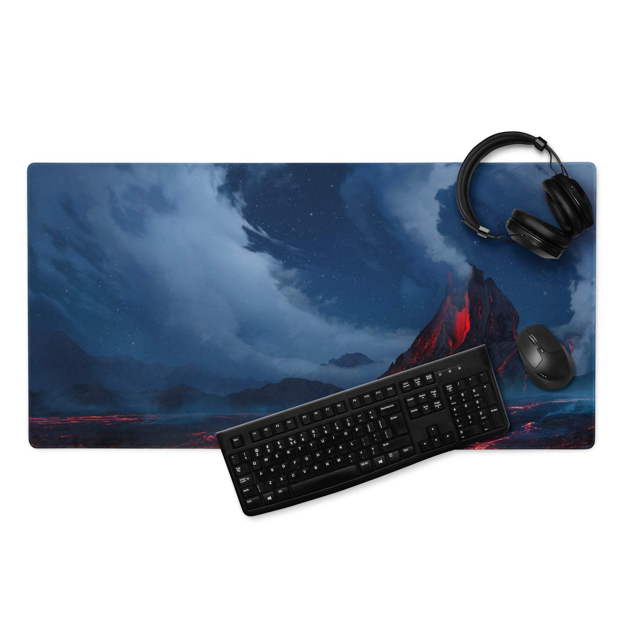 Aurora Nightscape Gaming Mouse Pad - Gaming Mouse Pad Blue Night Sky Lava Red Desk Setup Cinematic - Epic Moody Decor