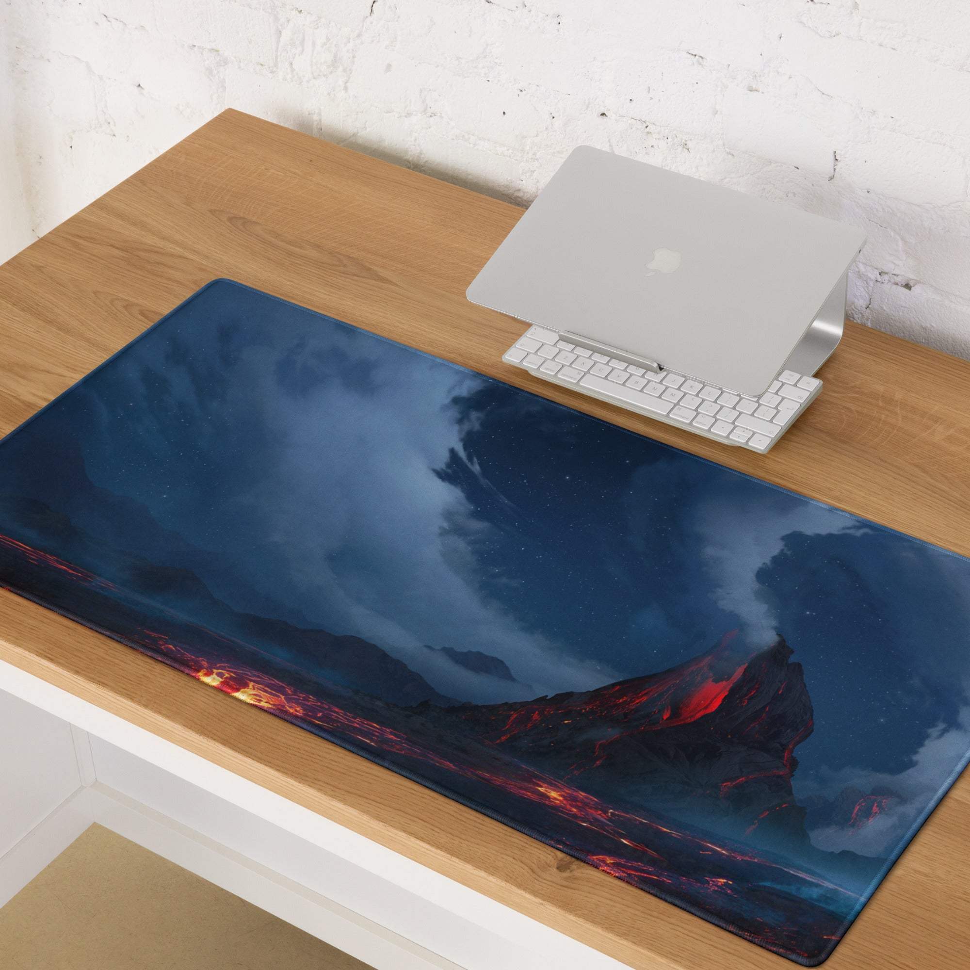 Aurora Nightscape Gaming Mouse Pad - Gaming Mouse Pad Blue Night Sky Lava Red Desk Setup Cinematic - Epic Moody Decor