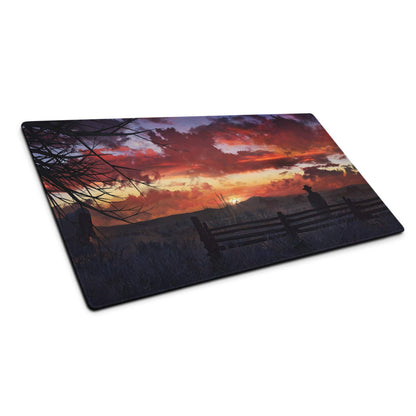 Sunset Prairie Vista Mouse Pad - Sunset Prairie Scene Orange Purple Desk Landscape Calm Rustic Office Decor Gaming Mat