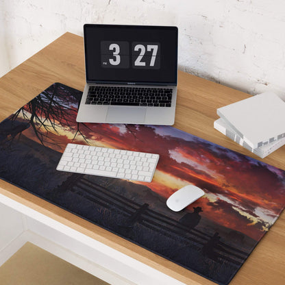 Sunset Prairie Vista Mouse Pad - Sunset Prairie Scene Orange Purple Desk Landscape Calm Rustic Office Decor Gaming Mat