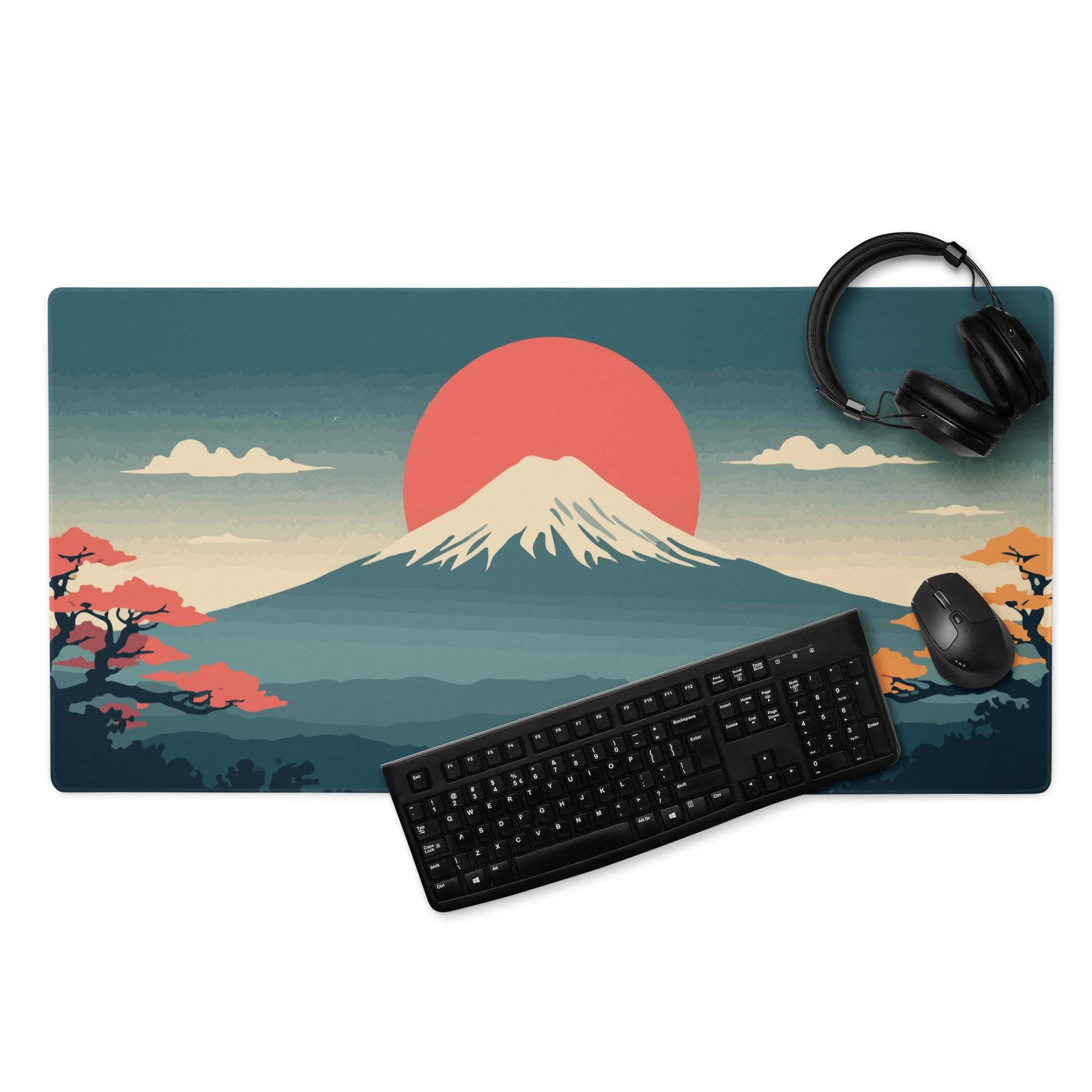 Serene Mountain Sunset Mouse Pad - Mountain Landscape Teal Sunset Gaming Desk Calming Mood Minimalist Decor Large Pad