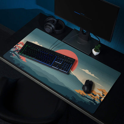 Serene Mountain Sunset Mouse Pad - Mountain Landscape Teal Sunset Gaming Desk Calming Mood Minimalist Decor Large Pad