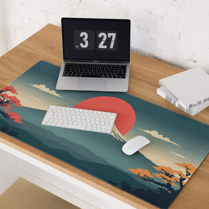 Serene Mountain Sunset Mouse Pad - Mountain Landscape Teal Sunset Gaming Desk Calming Mood Minimalist Decor Large Pad