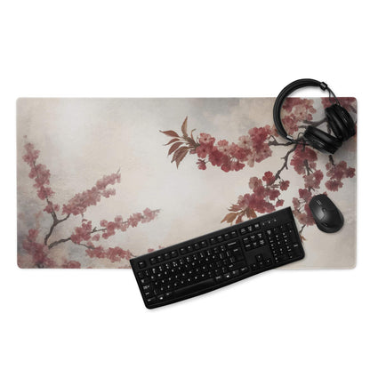 Floral Cherry Blossom Mouse Pad - Mouse Pad Pink Cream Floral Home Office Watercolor Soft Mood Floral Gaming Desk Mat
