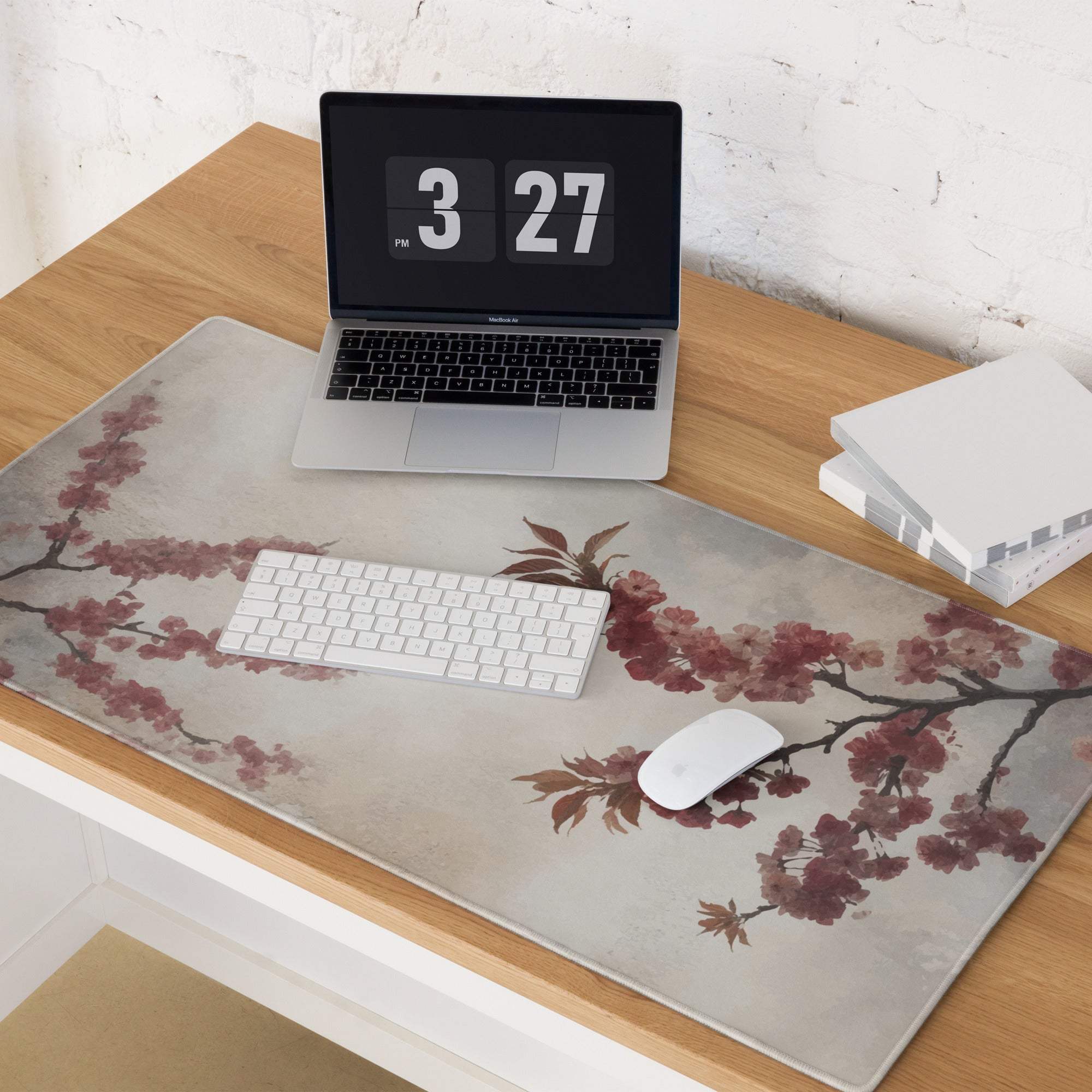 Floral Cherry Blossom Mouse Pad - Mouse Pad Pink Cream Floral Home Office Watercolor Soft Mood Floral Gaming Desk Mat