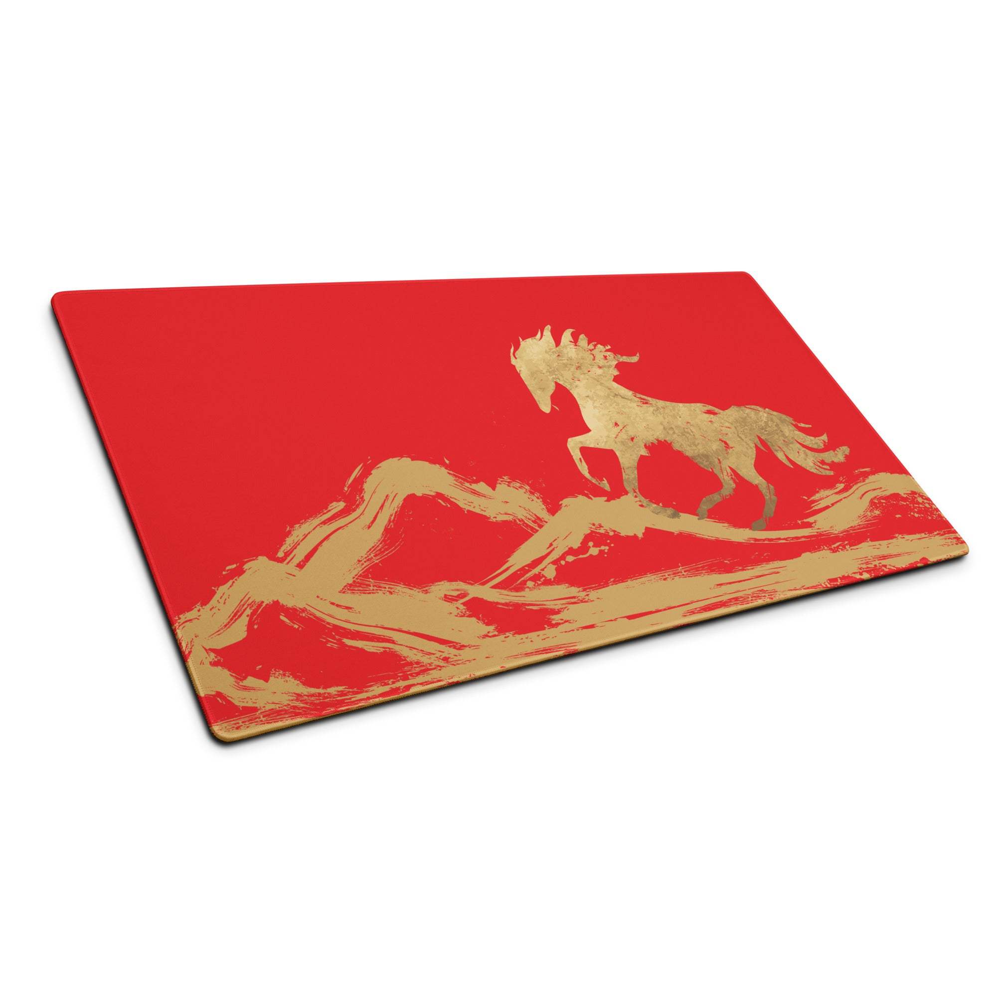 Crimson Gallop Gaming Mouse Pad - Gaming Mouse Pad Red Gold Desk Modern Dynamic Mood Esports Gift Brushstroke
