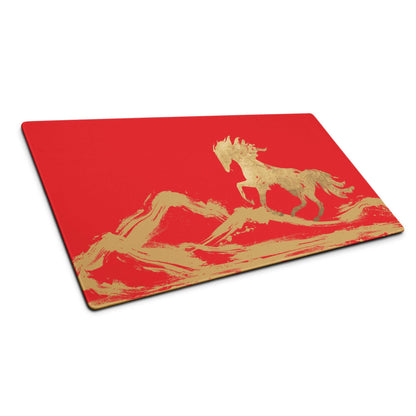 Crimson Gallop Gaming Mouse Pad - Gaming Mouse Pad Red Gold Desk Modern Dynamic Mood Esports Gift Brushstroke