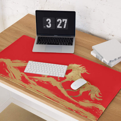 Crimson Gallop Gaming Mouse Pad - Gaming Mouse Pad Red Gold Desk Modern Dynamic Mood Esports Gift Brushstroke