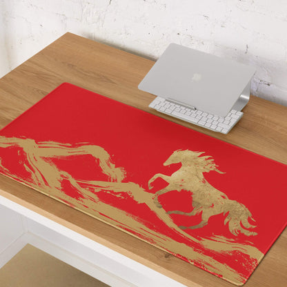 Crimson Gallop Gaming Mouse Pad - Gaming Mouse Pad Red Gold Desk Modern Dynamic Mood Esports Gift Brushstroke