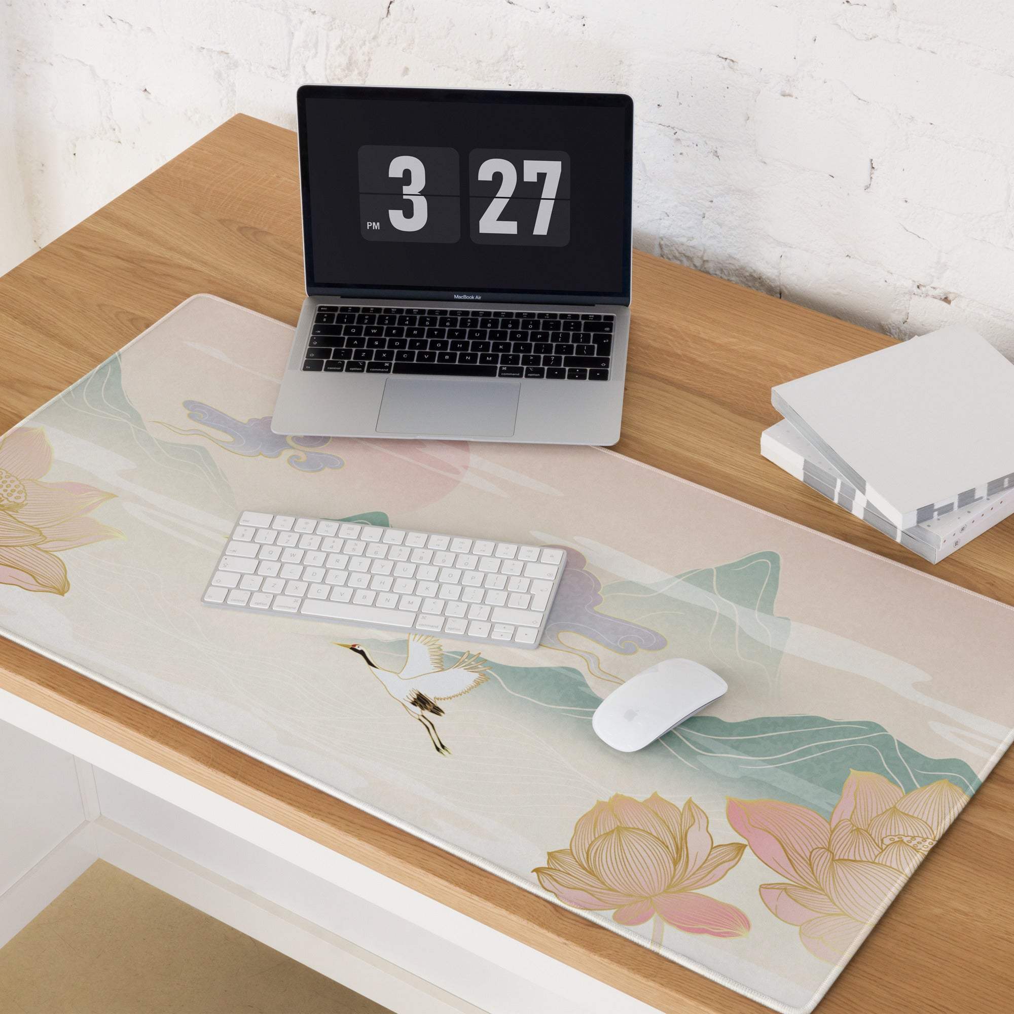 Pastel Zen Mountains Gaming Mouse Pad - Gaming Mouse Pad Pastel Pink Mint Landscape Zen Desk Calm Mood Minimalist Decor