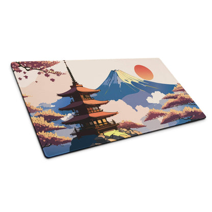 Fuji Mountain Zen Gaming Pad - Gaming Mouse Pad Orange Pink Blue Mount Fuji Japanese Ukiyo-e Serene Mood Modern Desk