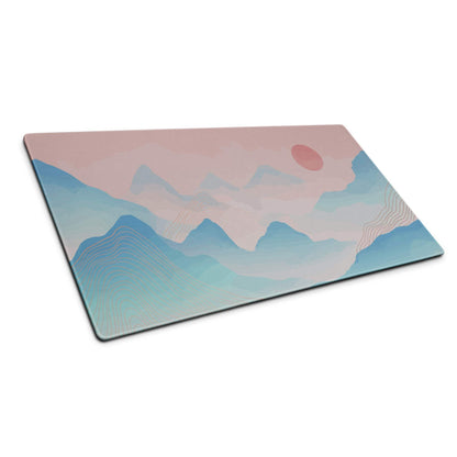 Pastel Mountain Landscape Mouse Pad - Mountain Pink Blue Teal Desk Mat Modern Abstract - Calm Minimalist Digital Art