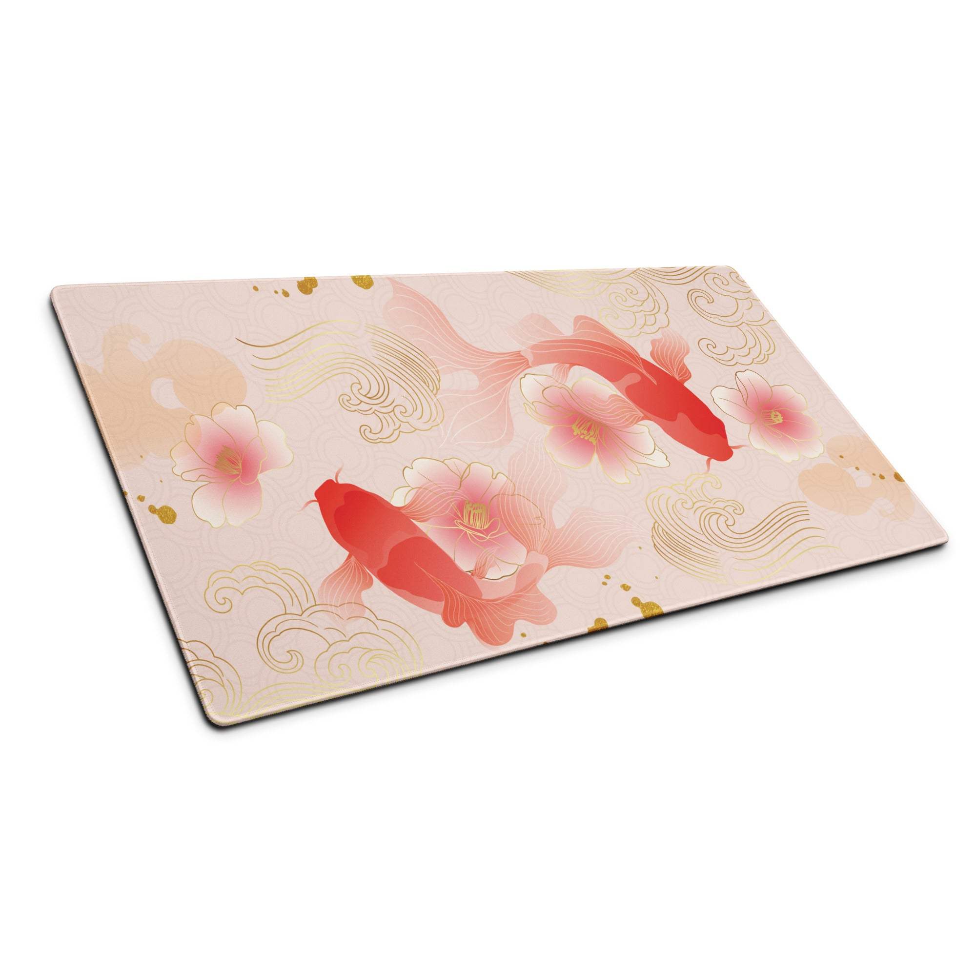 Blush Floral Gaming Mouse Pad - Gaming Mouse Pad, Blush Pink, Gold Accent, Elegant Mood, Modern Decor, Non Slip