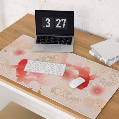Blush Floral Gaming Mouse Pad - Gaming Mouse Pad, Blush Pink, Gold Accent, Elegant Mood, Modern Decor, Non Slip