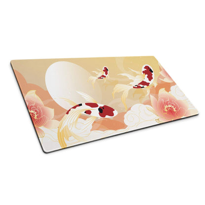 Koi Fish Serenity Desk Pad - Koi Fish Gold Peach Desk Pad Japanese Style Serene Mood Japanese Inspired Decor Koi Mouse Pad