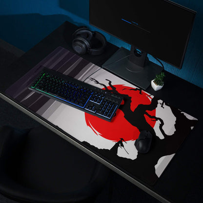 Crimson Moon Tree Gaming Pad - Gaming Mouse Pad Crimson Red Black Silhouette Art - Dramatic Mood Anime Inspired