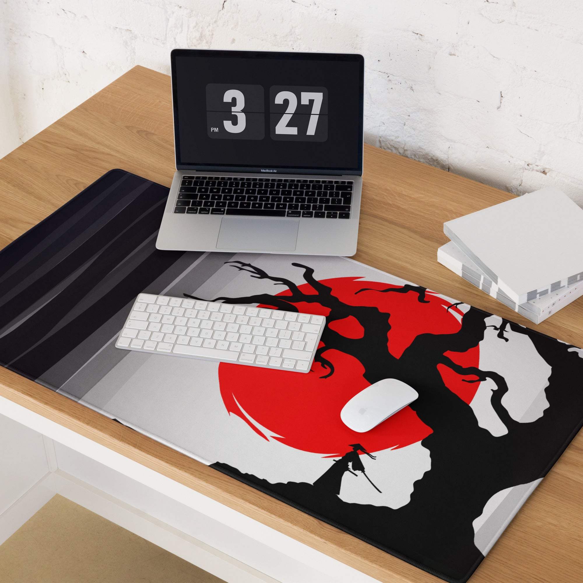 Crimson Moon Tree Gaming Pad - Gaming Mouse Pad Crimson Red Black Silhouette Art - Dramatic Mood Anime Inspired