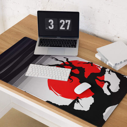 Crimson Moon Tree Gaming Pad - Gaming Mouse Pad Crimson Red Black Silhouette Art - Dramatic Mood Anime Inspired