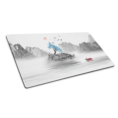 Serene Landscape Watercolor Mouse Pad - Landscape Mouse Pad Gray Blue Desk Watercolor Calm Zen Minimalist Desk Accessory