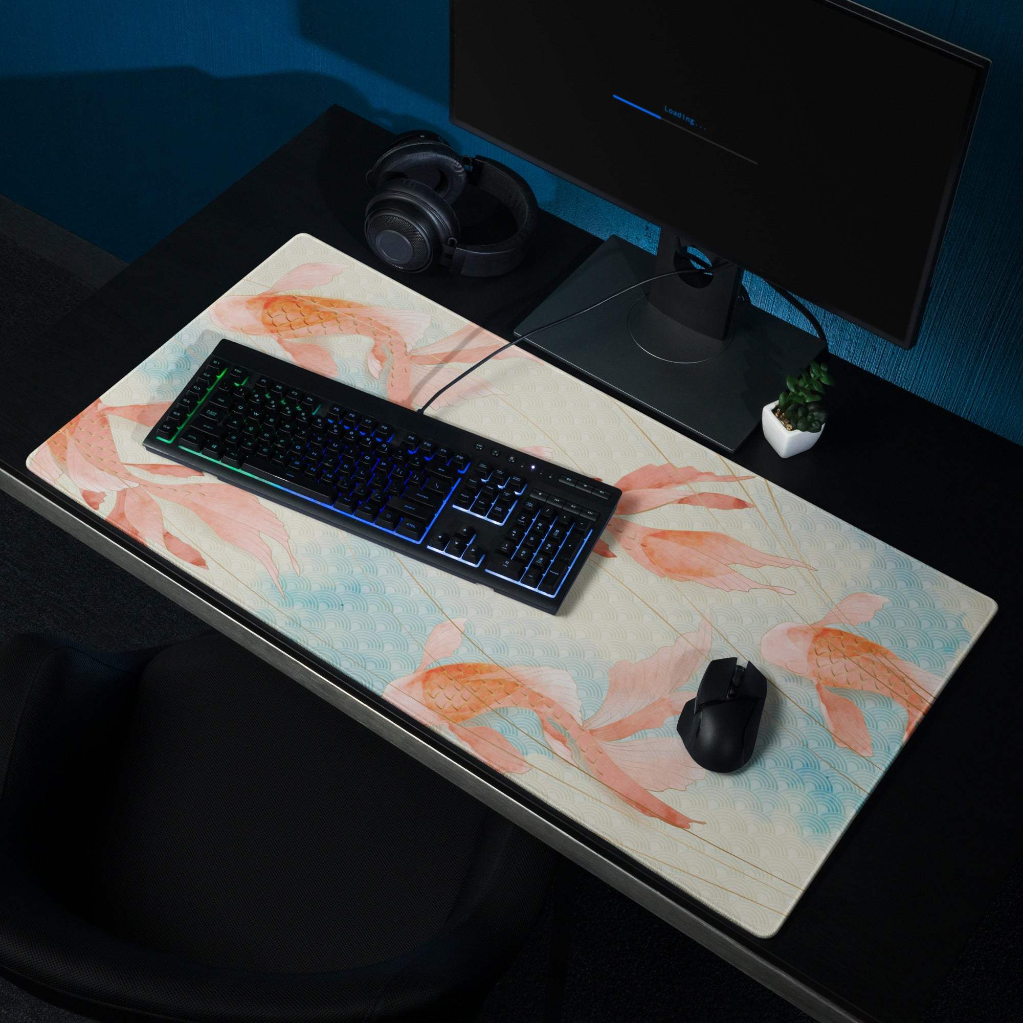 Pastel Koi Fish Mouse Pad - Koi Fish Mouse Pad Pastel Pink Blue Calm Mood Minimalist Gaming Desk Mat Watercolor