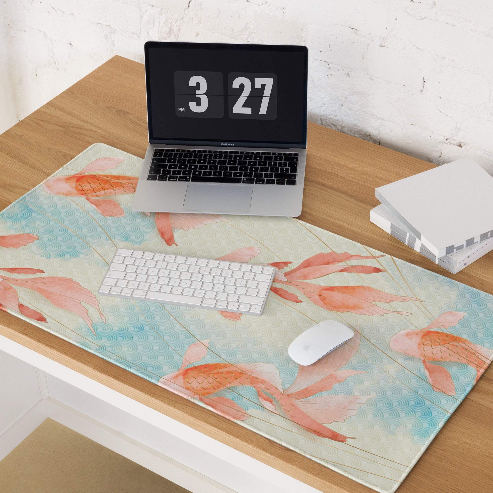 Pastel Koi Fish Mouse Pad - Koi Fish Mouse Pad Pastel Pink Blue Calm Mood Minimalist Gaming Desk Mat Watercolor