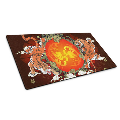 Tiger Sun Burst Gaming Mouse Pad - Tiger Sun Burst Orange Tigers Desk Ukiyoe Energetic Asian Inspired Gaming Mat Digital