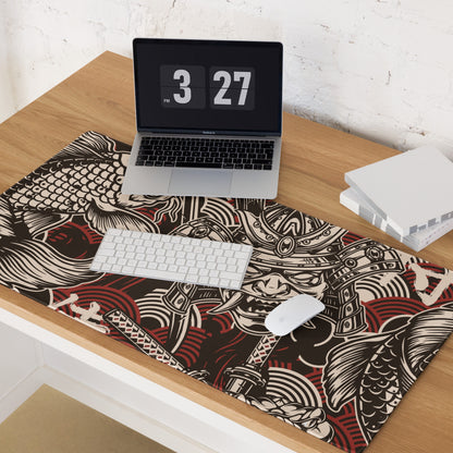 Dragon Ink Gaming Pad - Dragon Black White Red Gaming Desk Graphic Art, Bold Urban Mood, CSGO Dota Mat, Vector Artwork