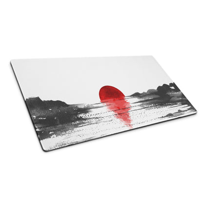 Red Sun Abstract Desk Mat - Abstract Landscape Red Sun Desk Mat Minimal Calm Zen Minimal Large Gaming Pad Digital Art