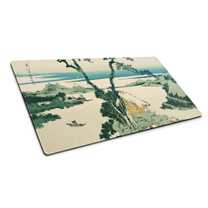 Ukiyo-E Landscape Mouse Pad - Mouse Pad Teal Beige Desk Mat Ukiyo-E Calm Mood Japanese Decor Large Desk Woodblock
