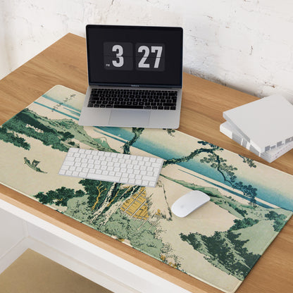 Ukiyo-E Landscape Mouse Pad - Mouse Pad Teal Beige Desk Mat Ukiyo-E Calm Mood Japanese Decor Large Desk Woodblock