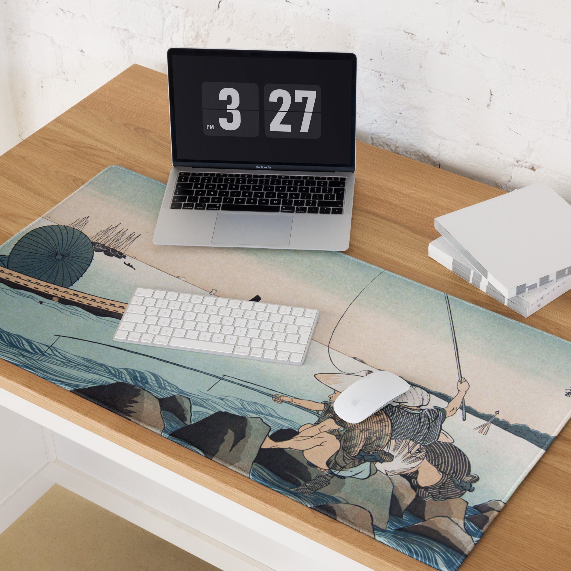 Ukiyoe Ocean Scene Mouse Pad - Mouse Pad Blue Teal Ocean Desk Ukiyoe Calm Mood Vintage Japanese Woodblock