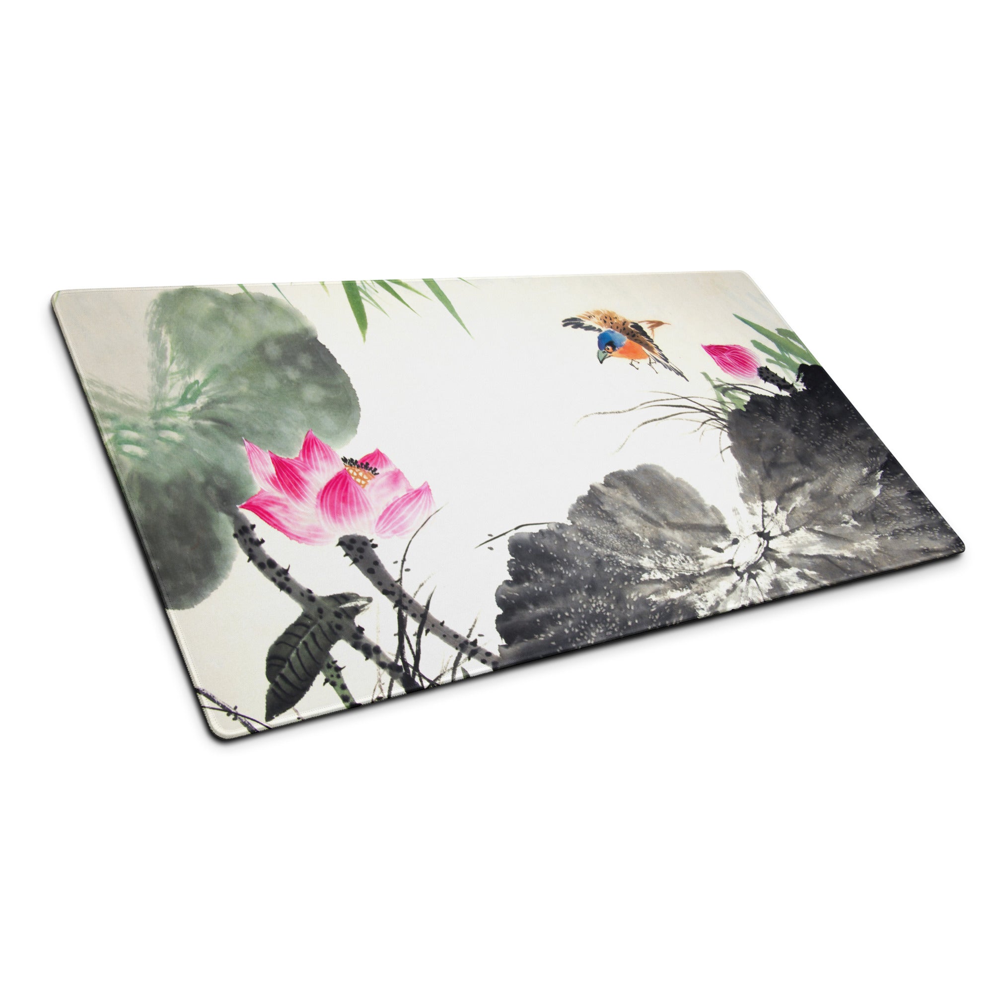 Floral Crane Watercolor Mouse Pad - Mouse Pad Floral Blue Pink Green Desk Watercolor Calm Zen Aesthetic Desktop Gaming