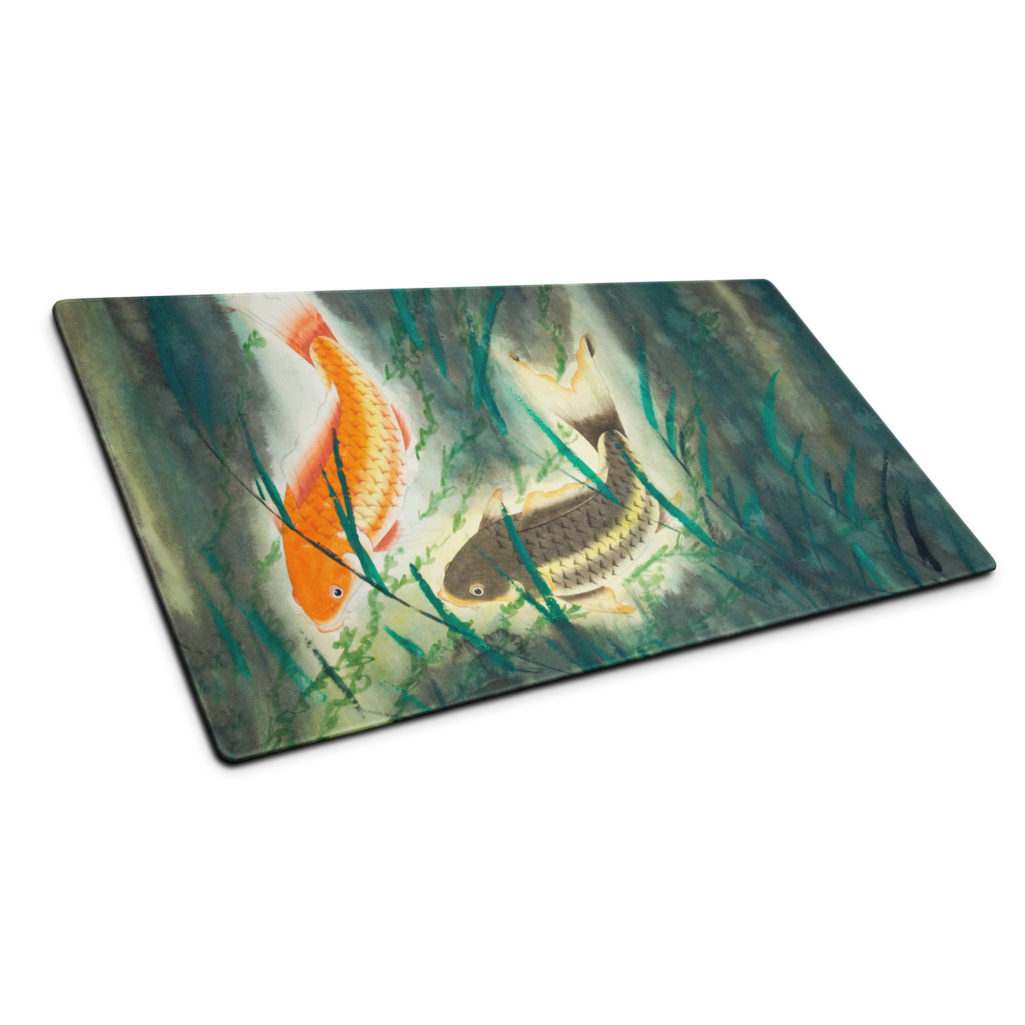 Koi Watercolor Desk Mouse Pad - Koi Orange Blue Watercolor Desk Mouse Pad Gamer Pad Office Decor Watercolor Artwork
