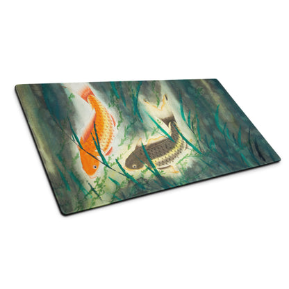 Koi Watercolor Desk Mouse Pad - Koi Orange Blue Watercolor Desk Mouse Pad Gamer Pad Office Decor Watercolor Artwork