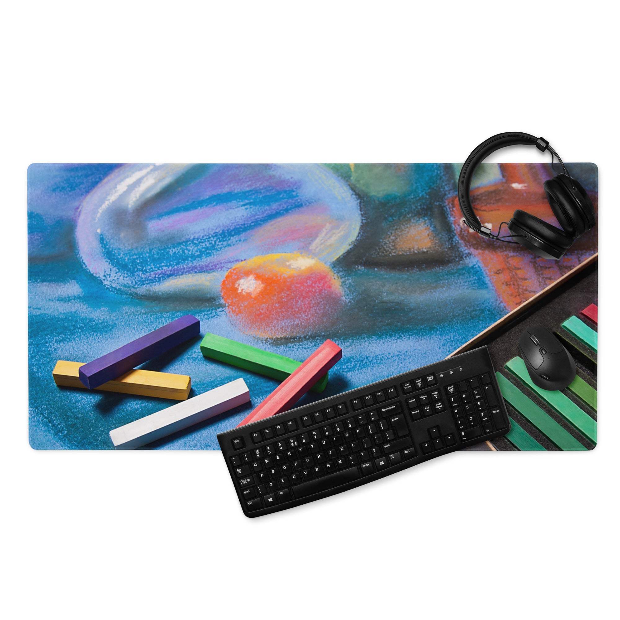 Vivid Abstract Art Mouse Pad For Desk - Abstract Art Blue Multicolor Desk Modern Vibrant Mood Modern Desk Gaming Print