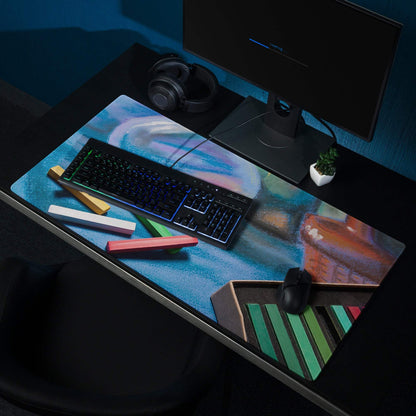 Vivid Abstract Art Mouse Pad For Desk - Abstract Art Blue Multicolor Desk Modern Vibrant Mood Modern Desk Gaming Print