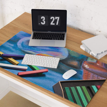 Vivid Abstract Art Mouse Pad For Desk - Abstract Art Blue Multicolor Desk Modern Vibrant Mood Modern Desk Gaming Print