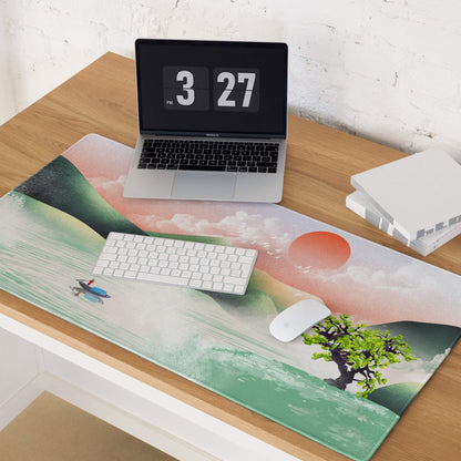 Pastel Sunset Landscape Desk Mat - Landscape Mouse Pad Pastel Sunset Office Minimal Mood Calm Modern Zen Mat Digital