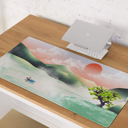 Pastel Sunset Landscape Desk Mat - Landscape Mouse Pad Pastel Sunset Office Minimal Mood Calm Modern Zen Mat Digital