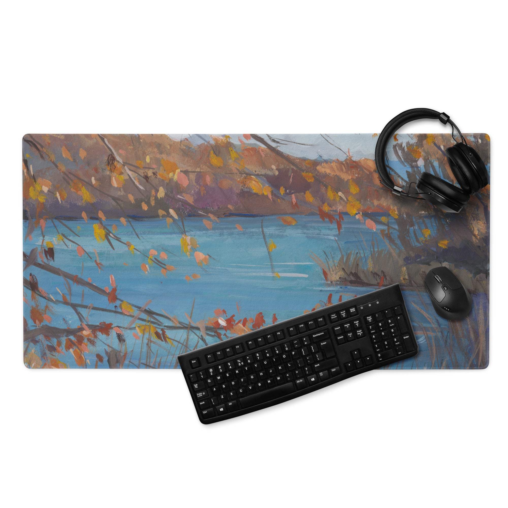 Autumn Landscape Mouse Pad - Landscape Mouse Pad Blue Orange Gaming Impressionist Calm Mood Modern Desk Accessory Oil