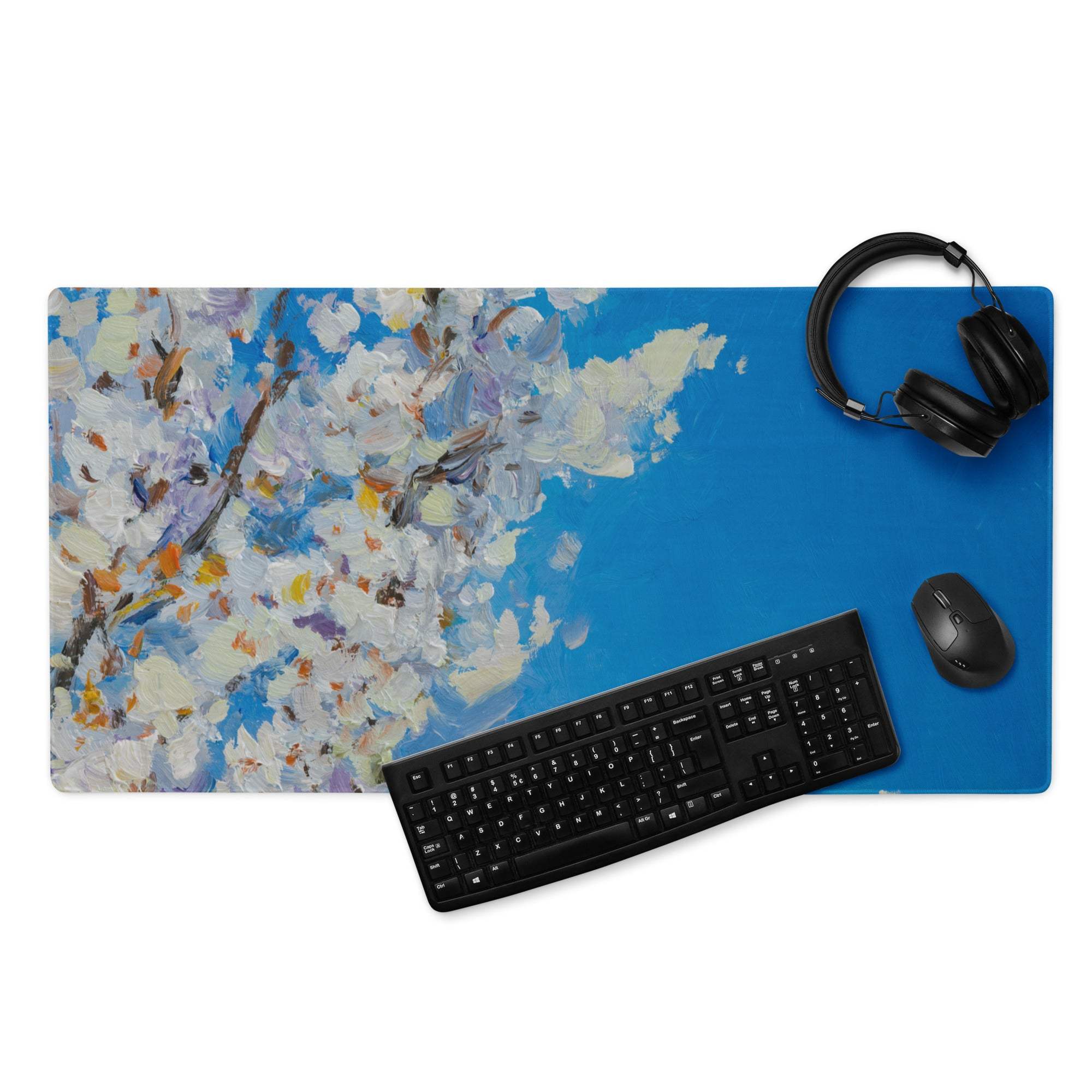 Vivid Abstract Blue Gaming Mouse Pad - Abstract Blue Modern Mouse Pad Desk Vibrant Mood Textured Contemporary Decor