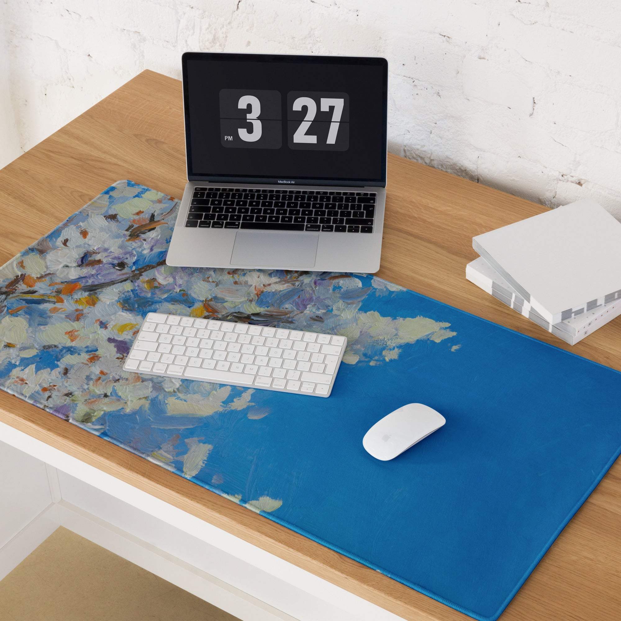 Vivid Abstract Blue Gaming Mouse Pad - Abstract Blue Modern Mouse Pad Desk Vibrant Mood Textured Contemporary Decor